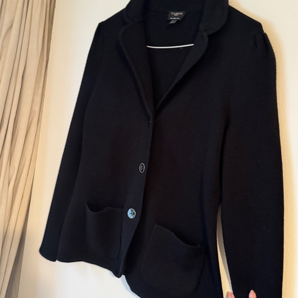 Talbots 100% merino wool black cardigan jacket sweater new size s petite women's - Picture 2 of 10